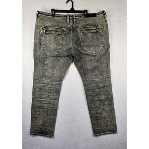 New Rock Revival Moto Elliot Slim Straight Jeans‎ Tan Brown Men's Size 42/32